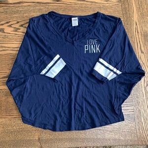 NWOT PINK by VS Dolman sleeve navy blue shirt